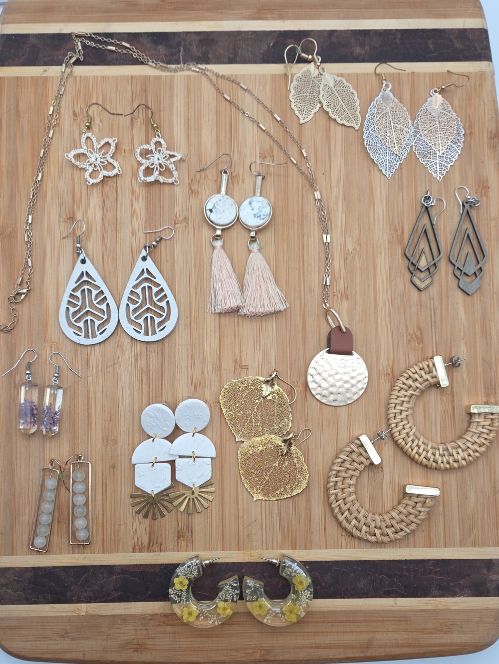 Bundle Lot Boho Botanical Inspired Jewelry Necklace Earrings